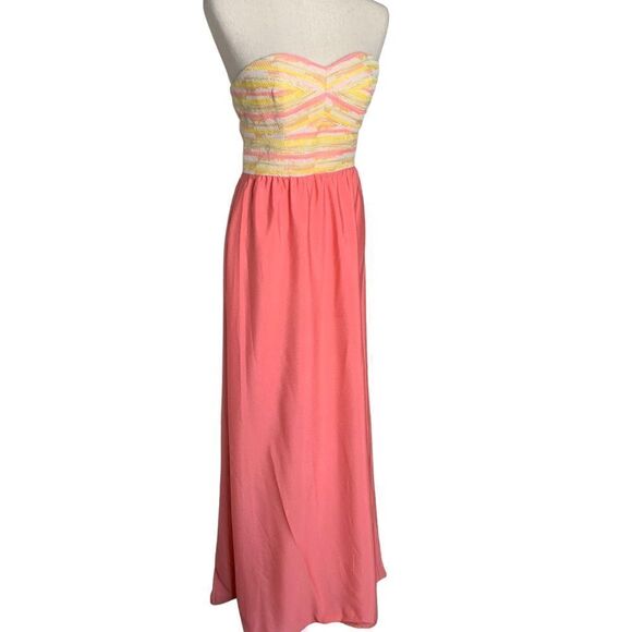 Anthropologie Hutch Coral Strapless Maxi Dress| Size 4 - Picture 3 of 11